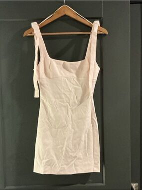 Zara Pale Pink Square-Neck Mini Dress